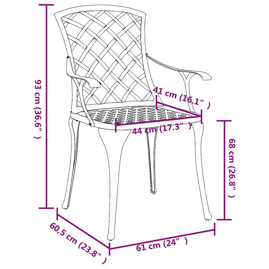 vidaXL Gartenstuhl 4 pcs Grün 61 x 60,5 x 93cm Aluminium