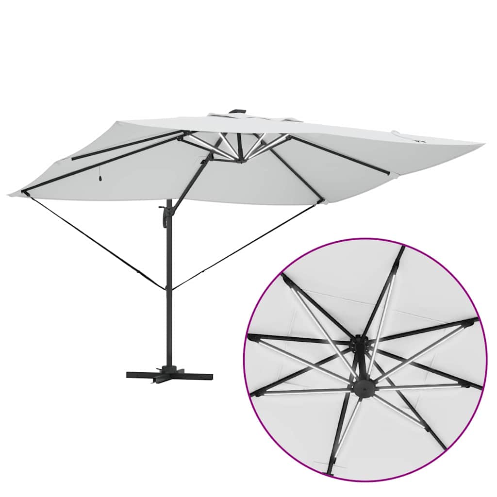 vidaXL Sonnenschirm Sand 352 x 251 x 265 cm Polyester und Aluminium