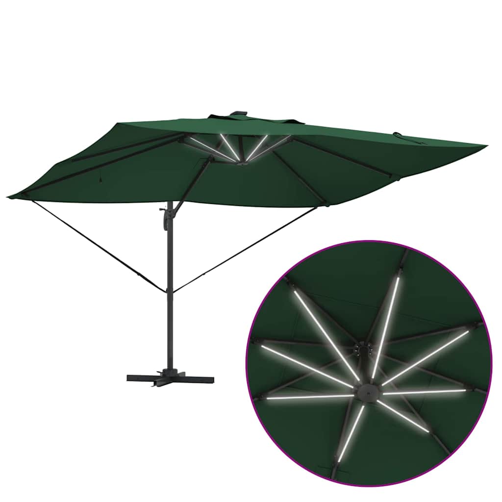 vidaXL Sonnenschirm Grün 352 x 251 x 265 cm Polyester und Aluminium
