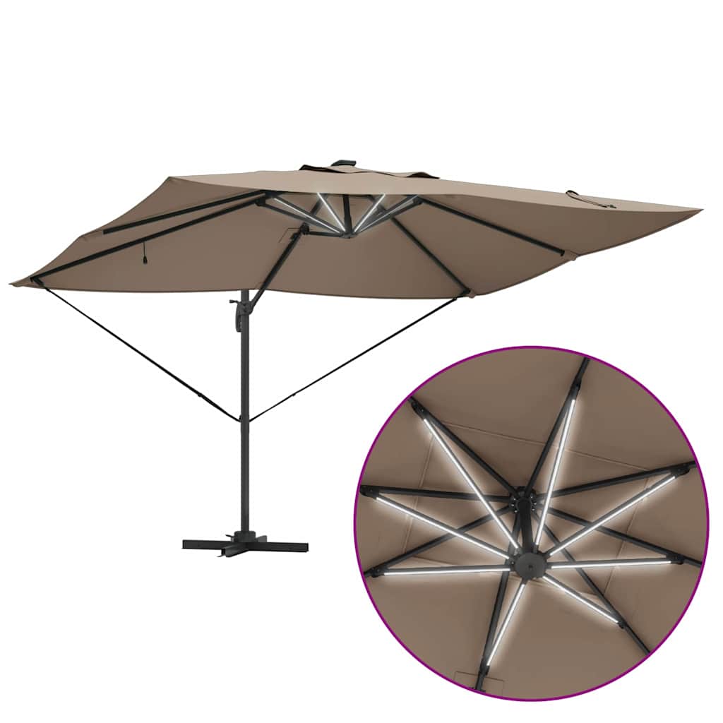 vidaXL Sonnenschirm Taupe 352 x 251 x 265 cm Polyester und Aluminium
