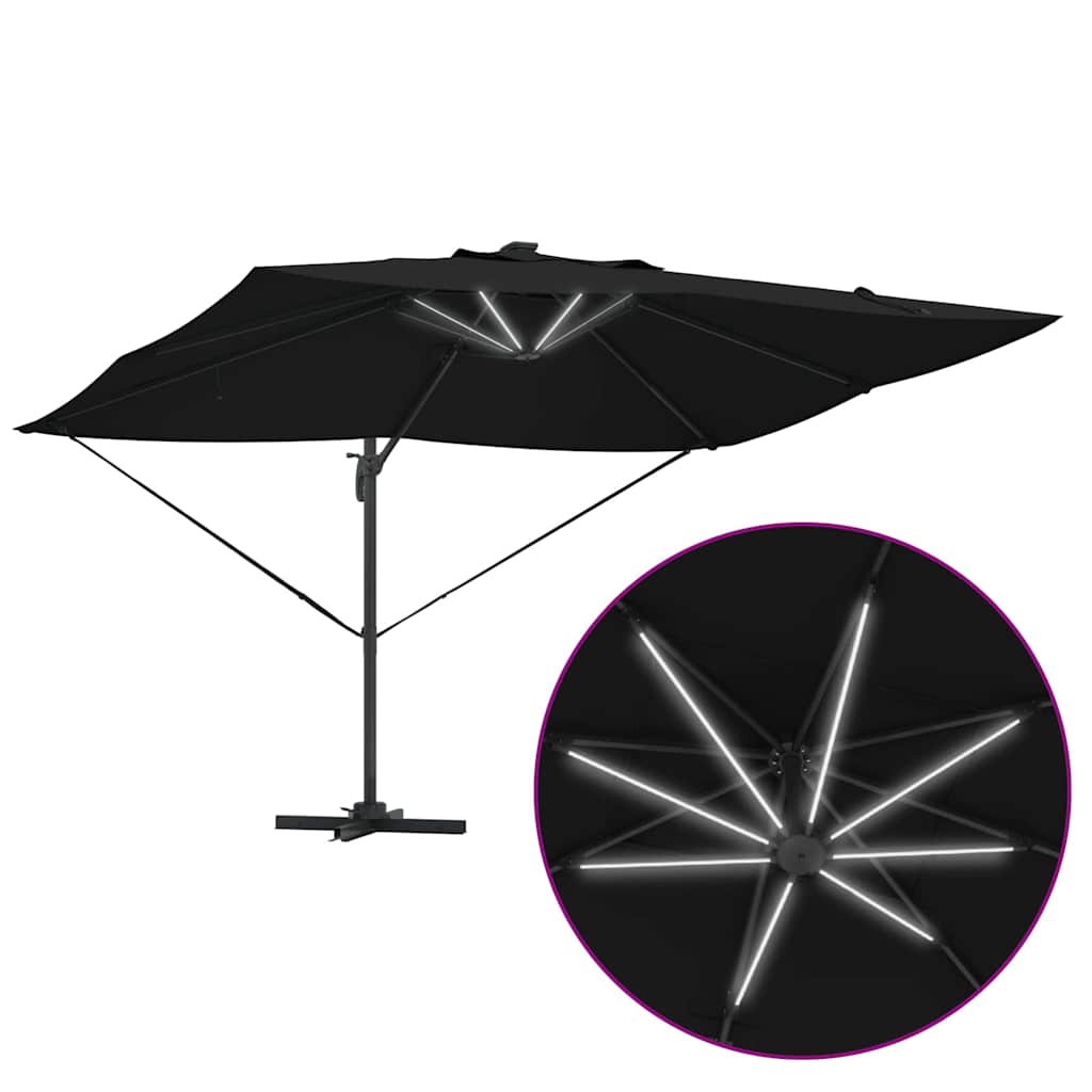 vidaXL Sonnenschirm Schwarz 352 x 251 x 265 cm Polyester und Aluminium