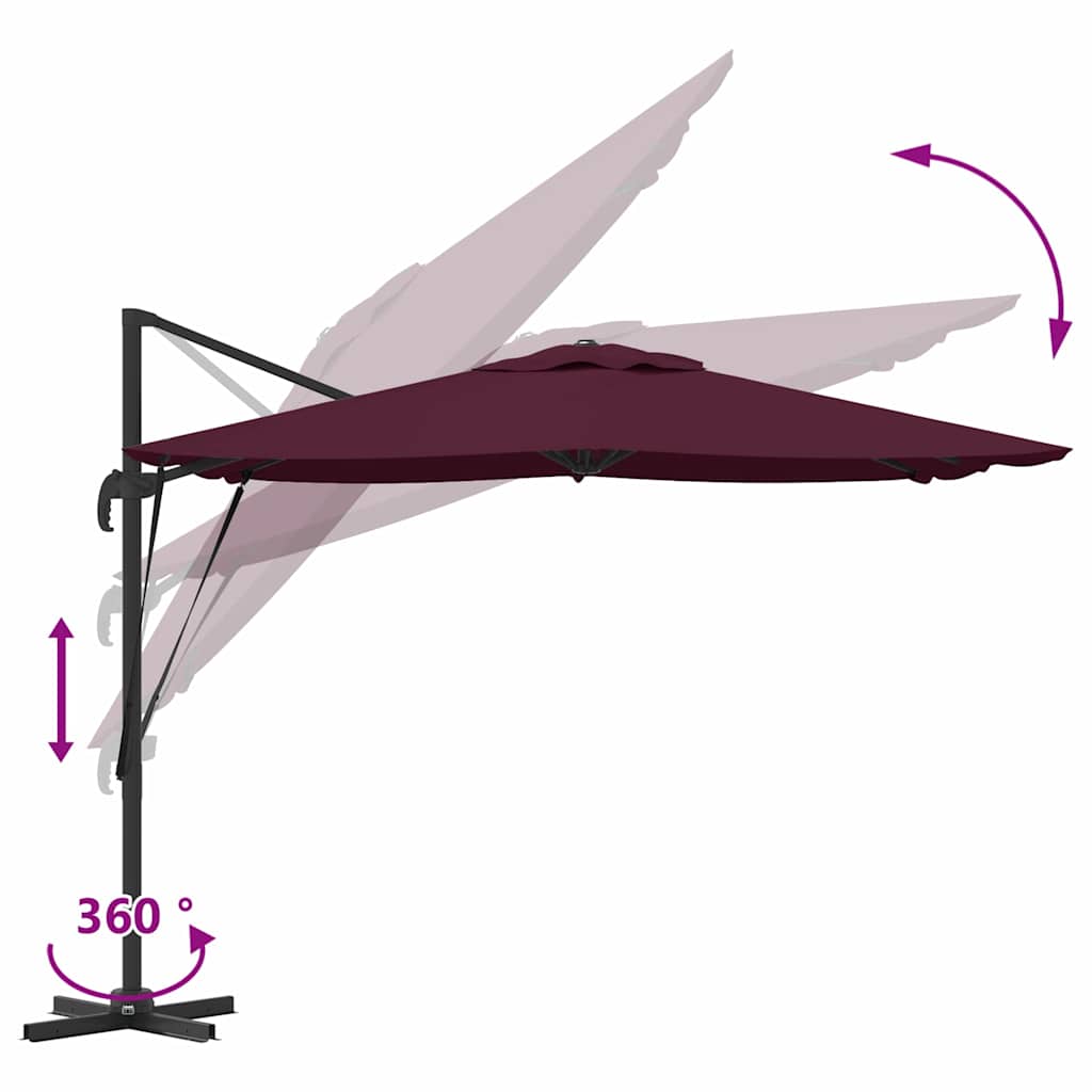 Roma Parasol Rot 286 x 284 x 265 cm Aluminium und Polyester