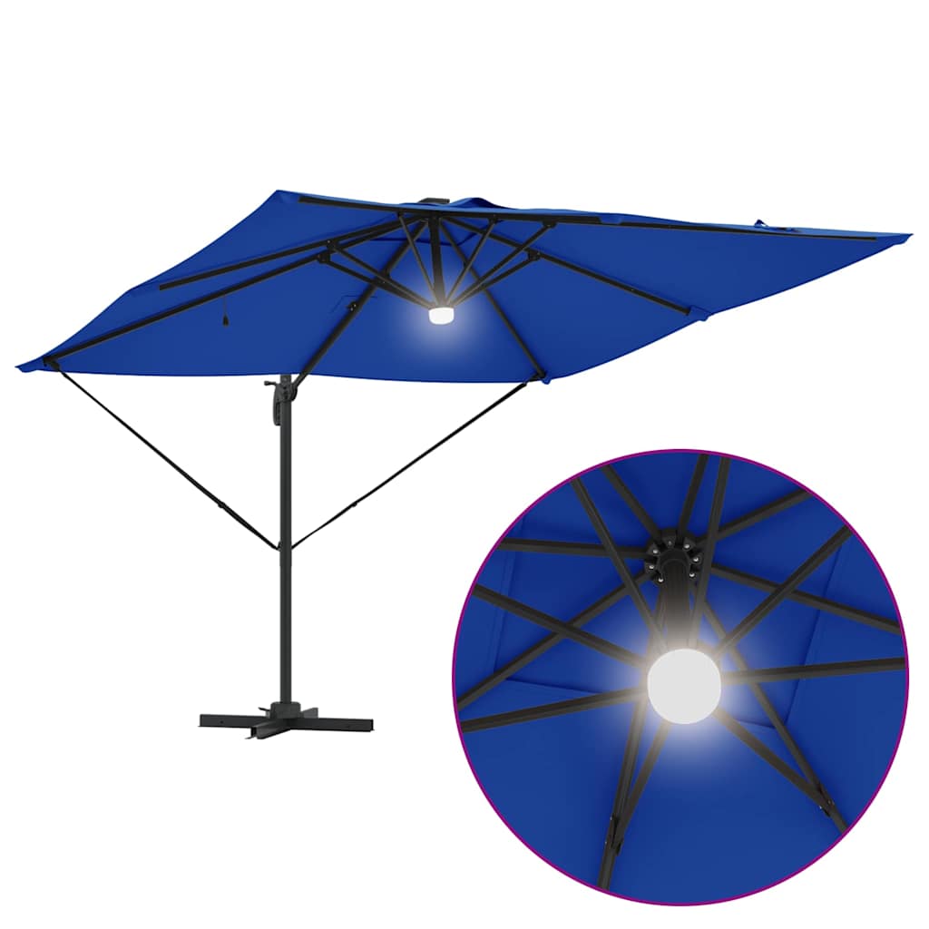 vidaXL Roma Parasol Blau 286 x 284 x 270 cm Aluminium und Polyester