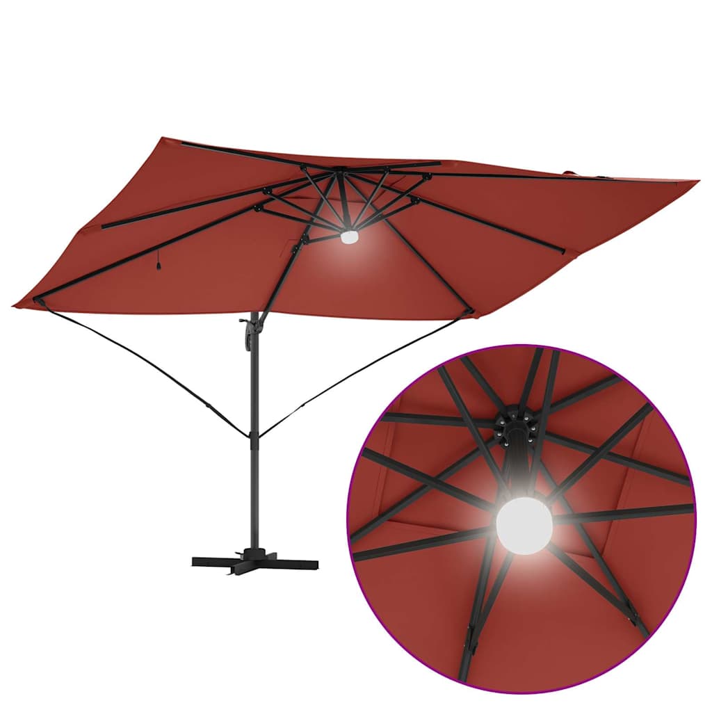 vidaXL Sonnenschirm mit LED-Lichtleisten Terrakotta 351 x 250 x 253 cm