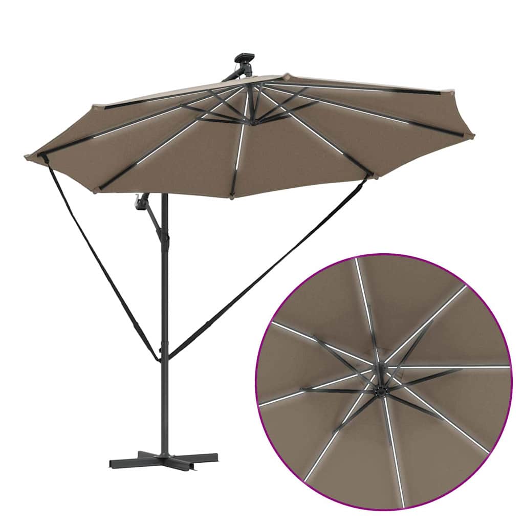 vidaXL Sonnenschirm Taupe 294 x 294 x 248 cm Polyester und Aluminium