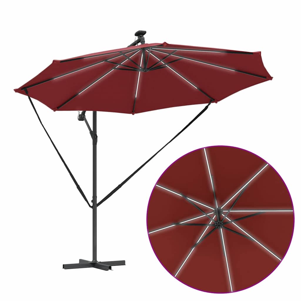 vidaXL Sonnenschirm mit LED-Lichtleisten Terrakotta 294 x 294 x 248 cm
