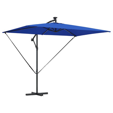 vidaXL Sonnenschirm mit LED-Lichtleisten Azurblau 294 x 200 x 270 cm