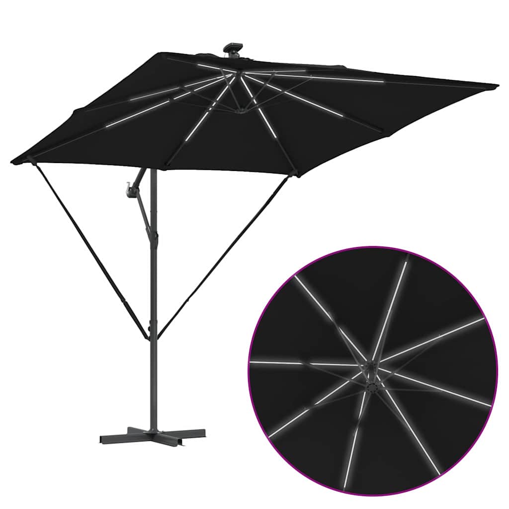 vidaXL Parasol déporté bananier Noir 249 x 249 x 250 cm