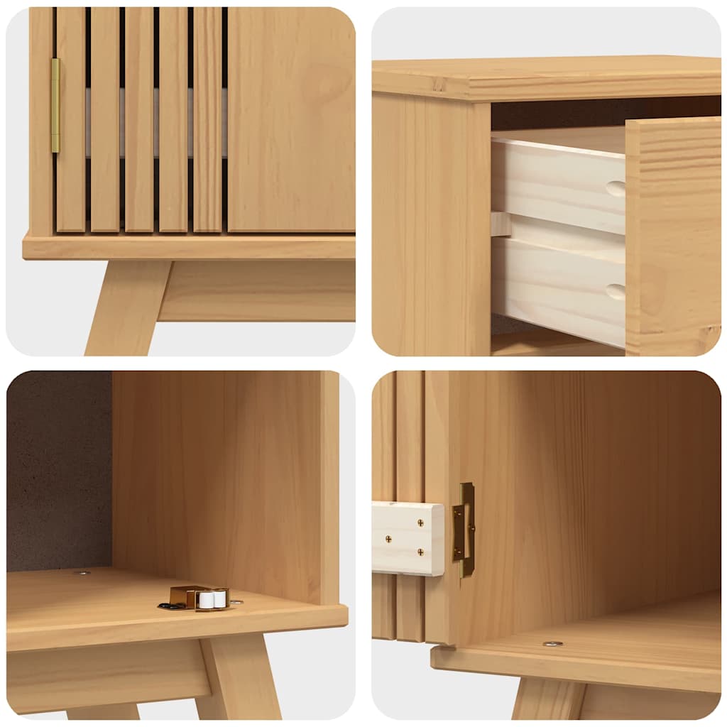 vidaXL Badezimmermöbel-Set mit Regal 3 pcs Braun Massivholz Kiefer