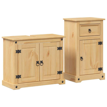 vidaXL Ensemble de meubles de salle de bain 2 pièces "Corona" en pin massif