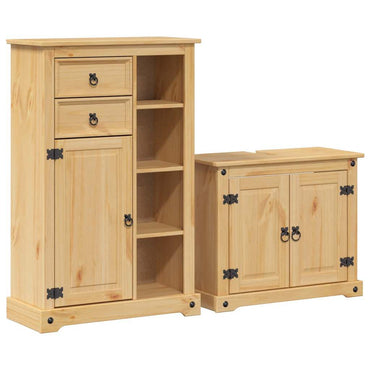 vidaXL 2-teiliges Badmöbel-Set "Corona" Massivholz Kiefer