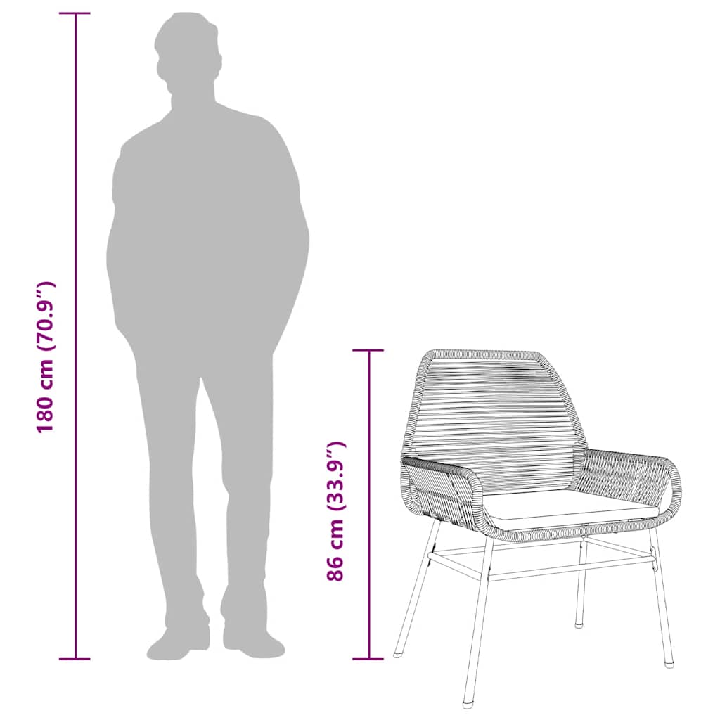 3-tlg. Garten-Essgruppe mit Kissen Grau Poly Rattan Glas