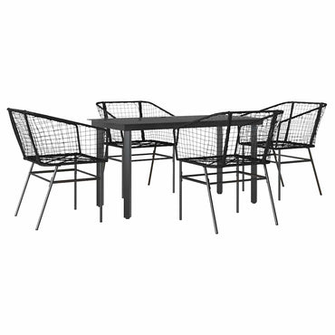 vidaXL 5-teiliges Garten-Esszimmerset aus schwarzem Polyrattanglas