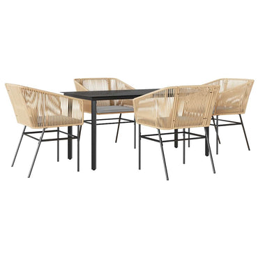 vidaXL 5-tlg. Garten-Essgruppe mit Kissen Braun Poly Rattan Glas