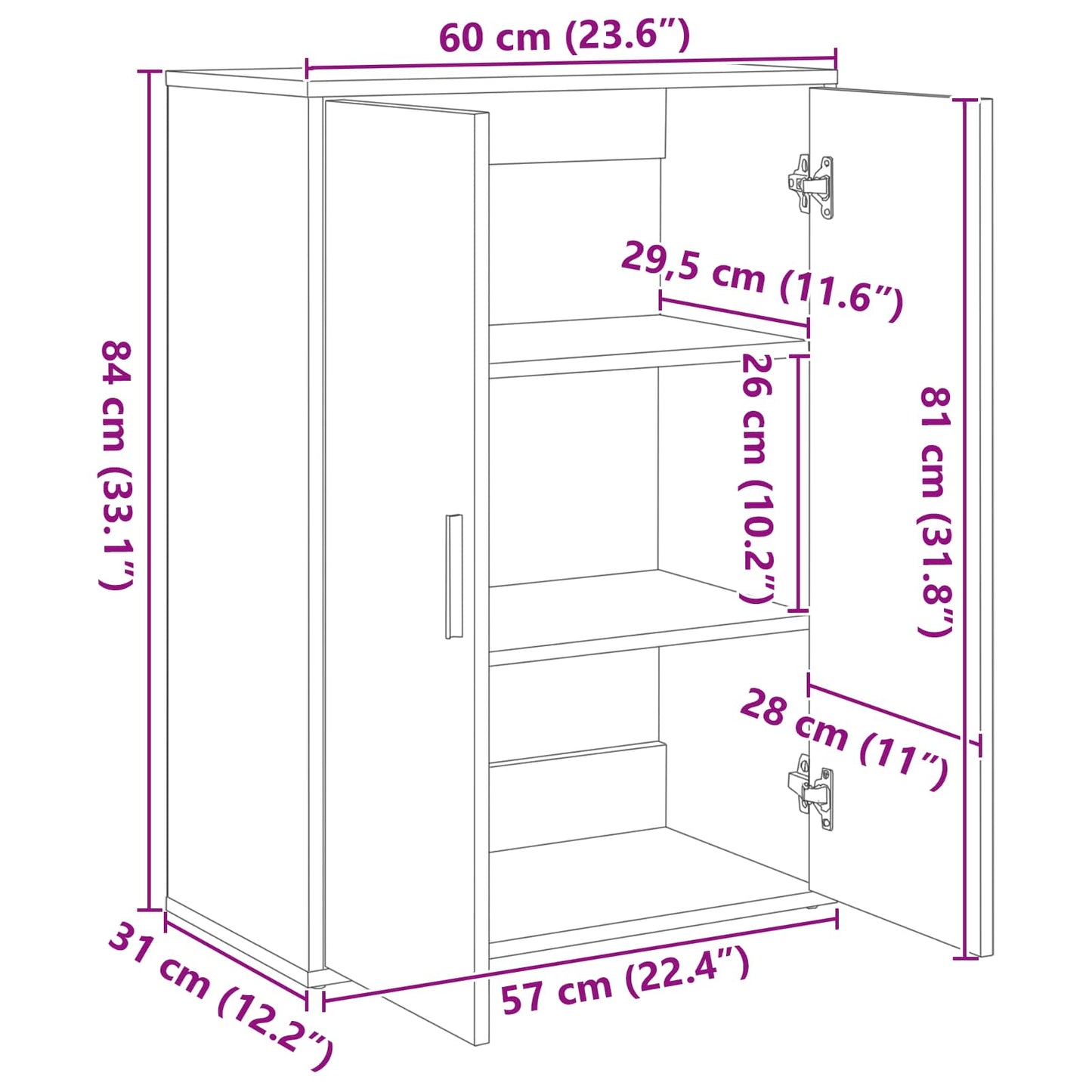 Sideboard 2 pcs Altholz 60 x 31 x 84 cm Holzwerkstoff