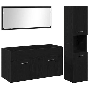 vidaXL Badezimmermöbel-Set 3 pcs Schwarz Eichen-Optik Holzwerkstoff