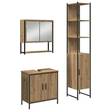 vidaXL Ensemble de meubles de salle de bain avec étagère avec porte 3 pcs Marron Bois d'ingénierie