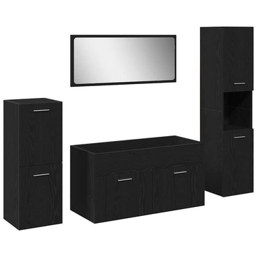 vidaXL Badezimmermöbel-Set 4 pcs Schwarz Eichen-Optik Holzwerkstoff