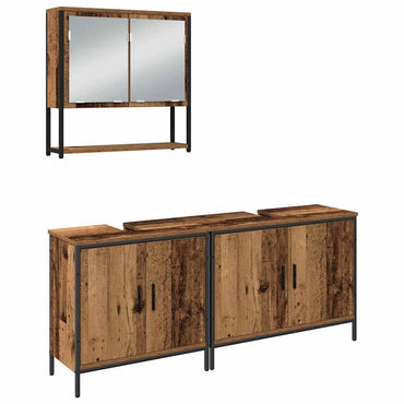 vidaXL Ensemble de meubles de salle de bain avec étagère avec porte 3 pcs Marron Bois d'ingénierie