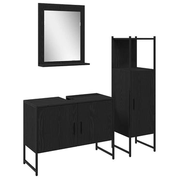 vidaXL Badezimmermöbel-Set mit Regal 3 pcs Schwarz Holzwerkstoff