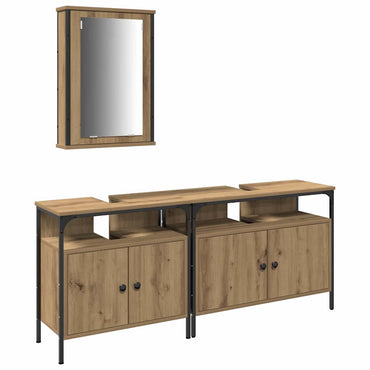 vidaXL Badezimmer Waschbeckenmöbel mit Regal 3 pcs Braun Holzwerkstoff