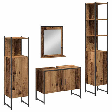 vidaXL Badezimmermöbel-Set mit Regal mit Tür 4 pcs Braun Holzwerkstoff