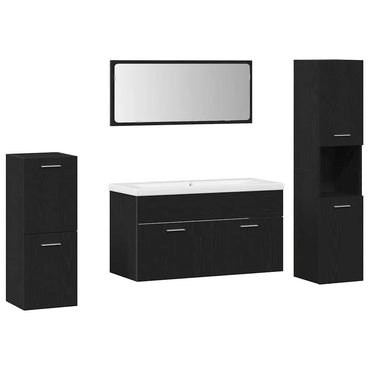 vidaXL Badezimmermöbel-Set 5 pcs Schwarz Eichen-Optik Holzwerkstoff
