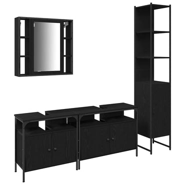 vidaXL Ensemble de meubles de salle de bain 4 pcs Noir aspect chêne Aggloméré