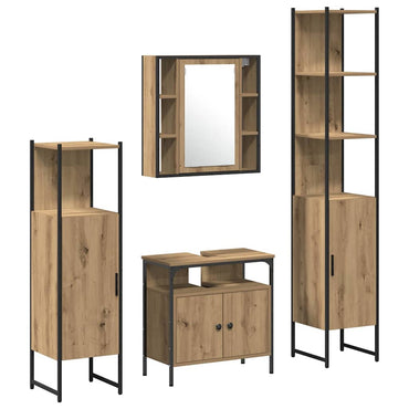 vidaXL Badezimmermöbel-Set mit Regal 4 pcs Artisan-Eiche Holzwerkstoff