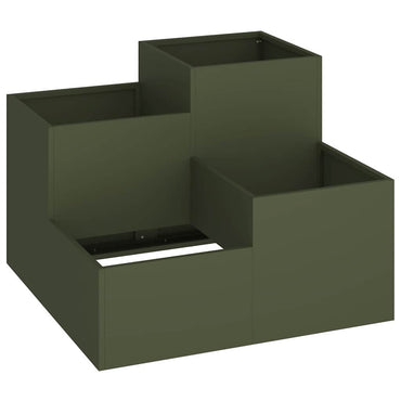 vidaXL Gartenblumentopf Olivgrün 80 x 80 x 60 cm Stahl