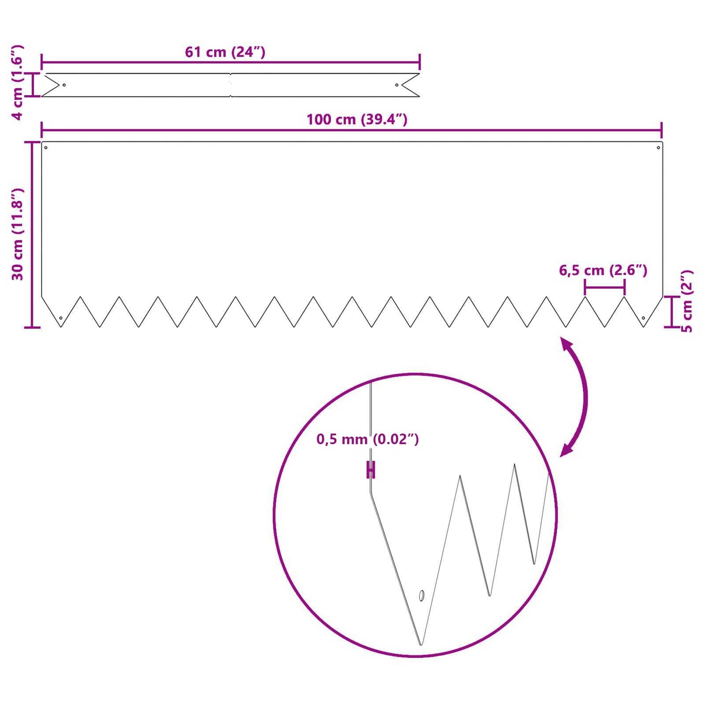 Raseneinfassung 10 pcs Anthrazit 100 x 0,05 x 20 cm
