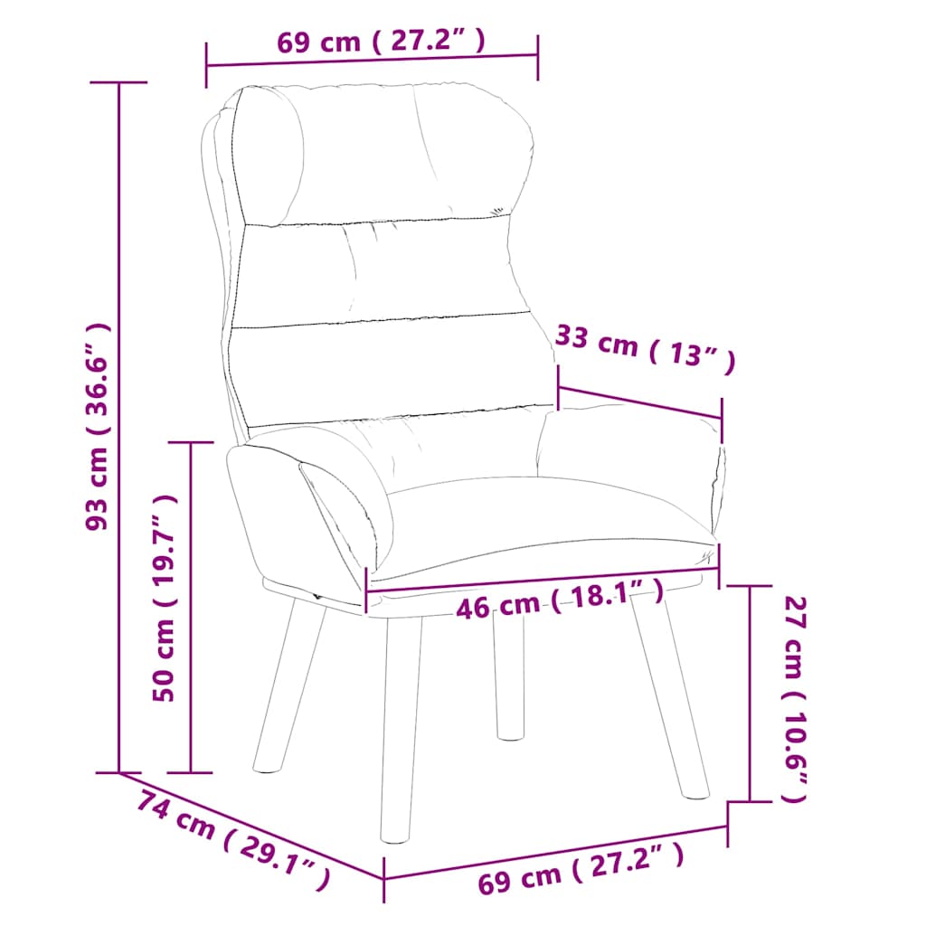 vidaXL Sessel Creme 69 x 74 x 93 cm Samt