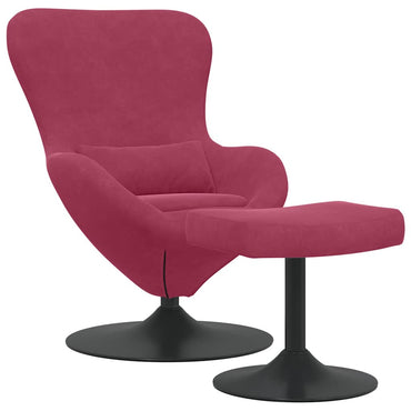 vidaXL Eierstuhl mit Fußhocker Weinrot 63 x 73 x 90 cm Samt