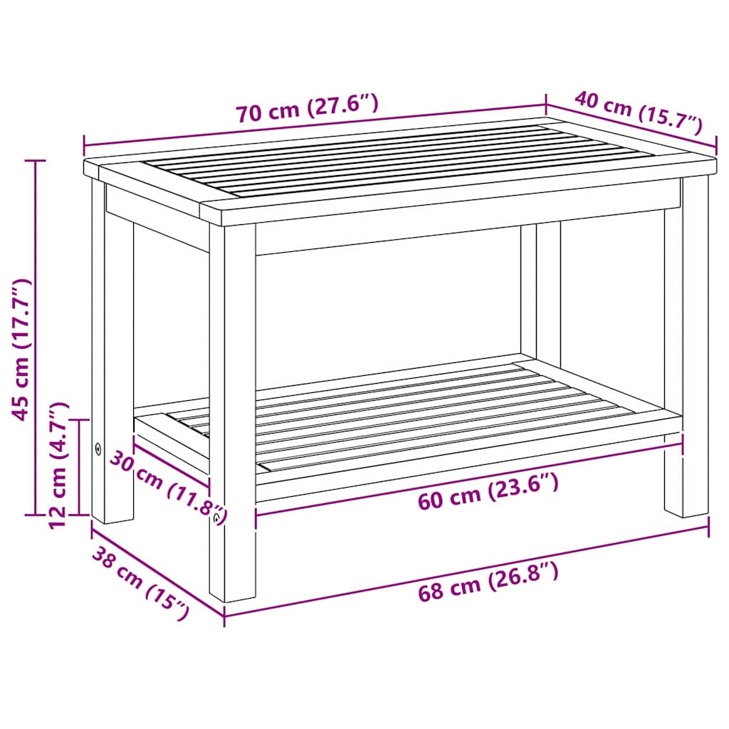 vidaXL Beistelltisch Braun 70 x 40 x 45 cm Massivholz Akazie