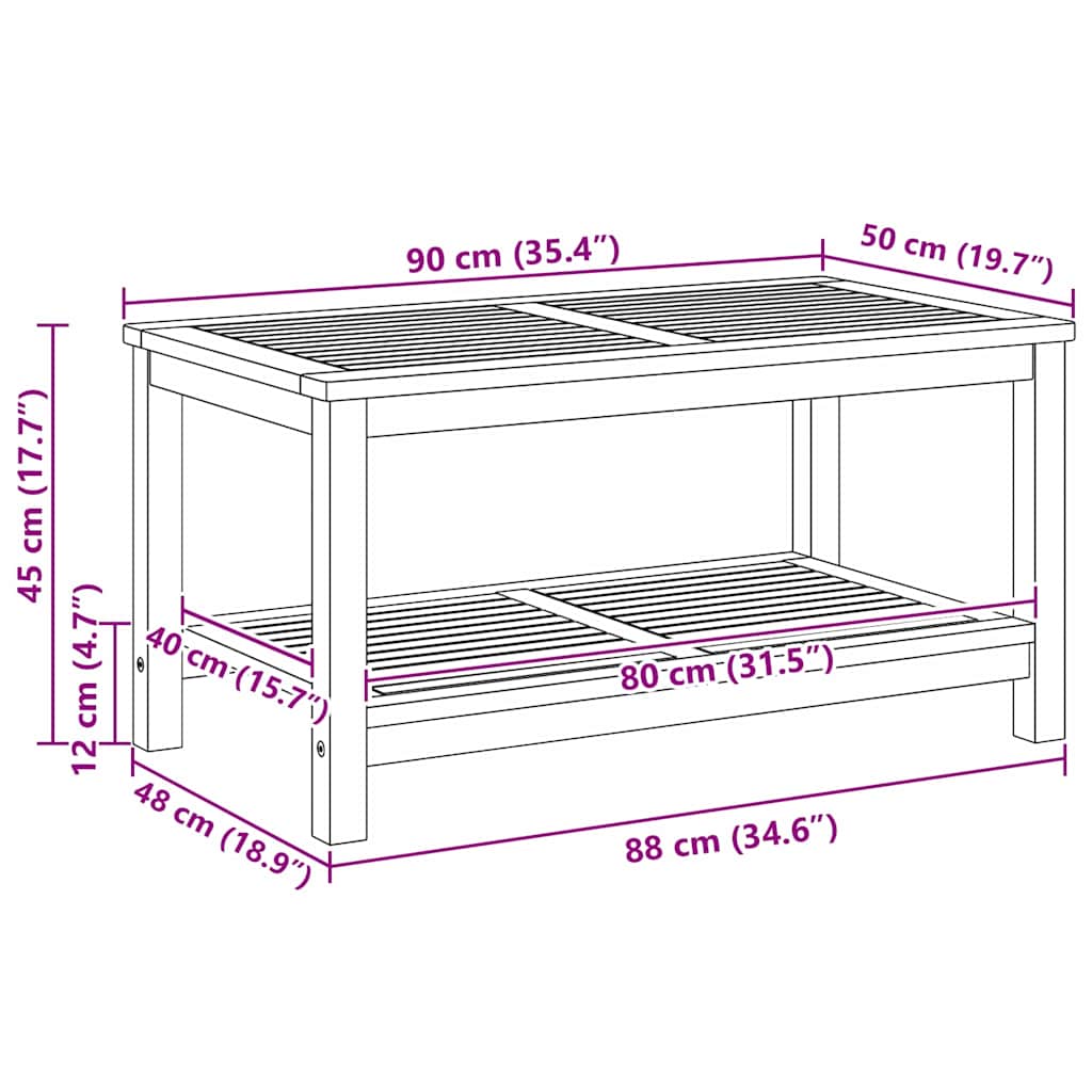 vidaXL Beistelltisch Braun 90 x 50 x 45 cm Massivholz Akazie