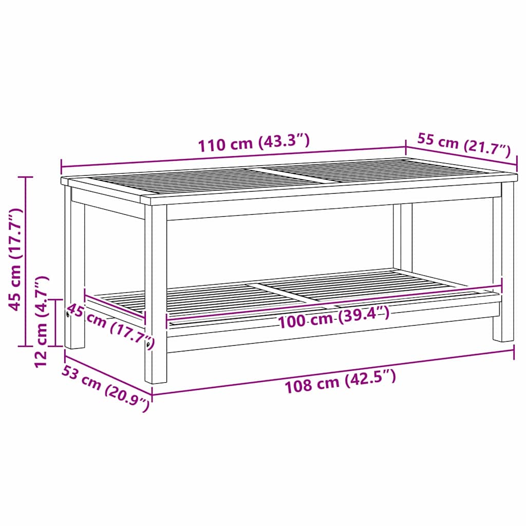 vidaXL Beistelltisch Braun 110 x 55 x 45 cm Massivholz Akazie