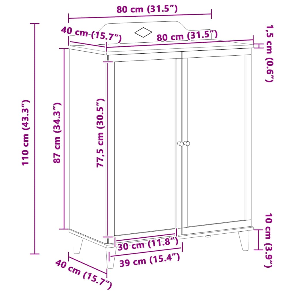 vidaXL Schrank mit zwei Türen und Tafel-Front ROROS Grau und Weiß