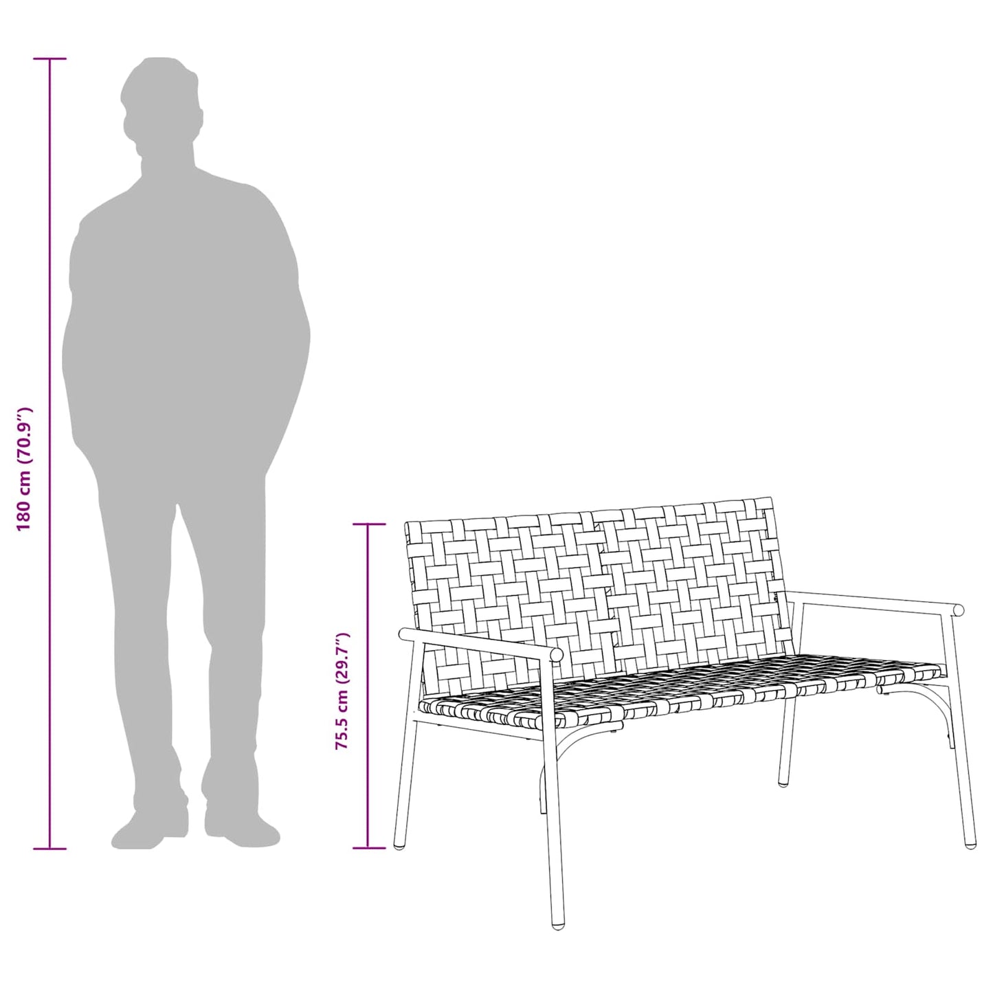 vidaXL Gartenstuhl Braun 110,5 x 79 x 75,5 cm Poly-Rattan