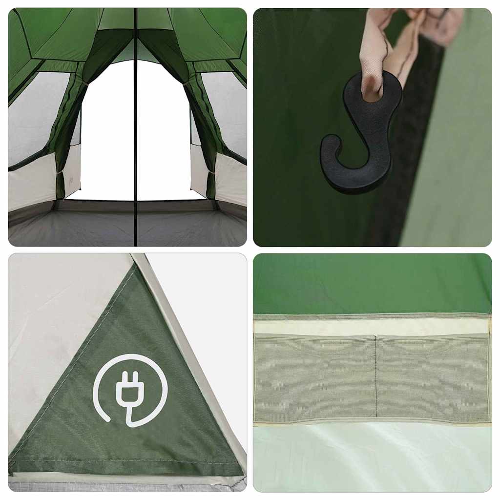 vidaXL Teepee Zelt mit Dach mit Speicher Grün 720 x 465 x 295 cm