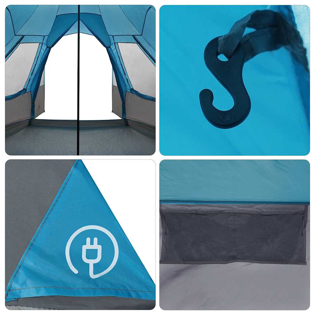 vidaXL Teepee Zelt mit Dach mit Speicher Blau 545 x 450 x 295 cm