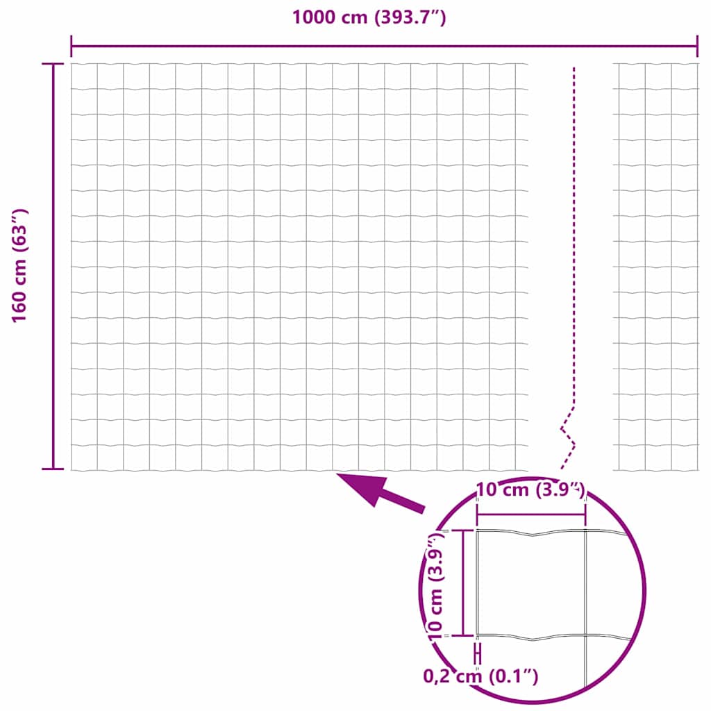 Eurozaun 1,6 x 10 m PVC-beschichtetes Eisen