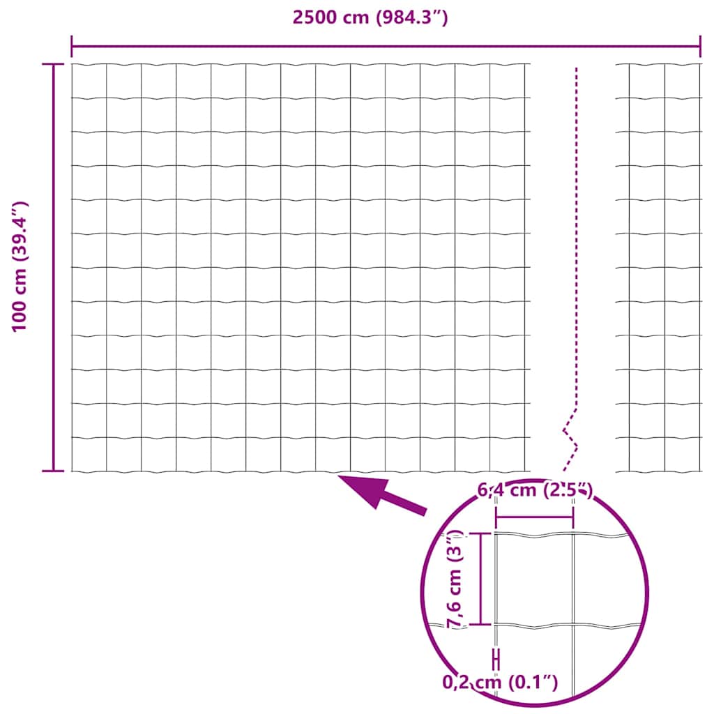 vidaXL Eurozaun 1 x 25 m PVC-beschichtetes Eisen