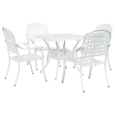 vidaXL Gartentisch Set 5 pcs Weiß 80 x 80 x 75 cm Gussaluminium
