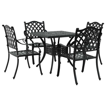 vidaXL Gartentisch Set 5 pcs Schwarz 80 x 80 x 75 cm Gussaluminium