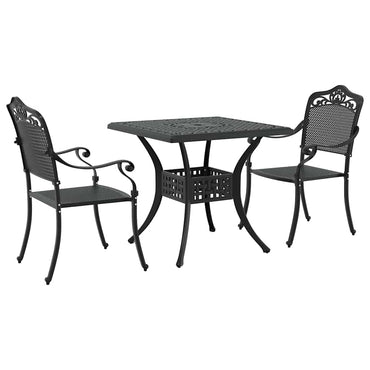 vidaXL Gartentisch Set 3 pcs Schwarz 80 x 80 x 75 cm Gussaluminium