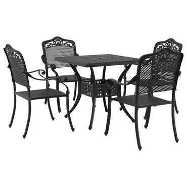 vidaXL Gartentisch Set 5 pcs Schwarz 80 x 80 x 75 cm Gussaluminium