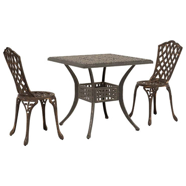 vidaXL Gartentisch Set 3 pcs Bronze 80 x 80 x 75 cm Gussaluminium