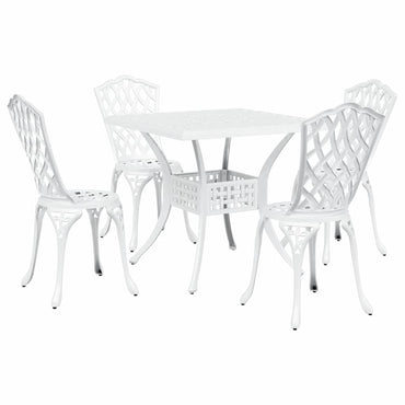 vidaXL Gartentisch Set 5 pcs Weiß 80 x 80 x 75 cm Gussaluminium