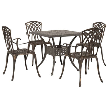 vidaXL Set de table et chaises de jardin 5 pcs Bronze Aluminium moulé