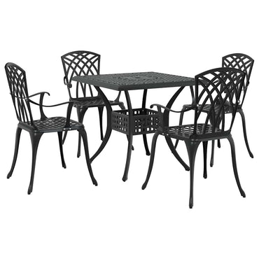 vidaXL Gartentisch Set 5 pcs Schwarz 80 x 80 x 75 cm Gussaluminium